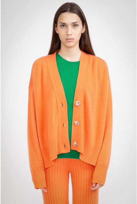 N.99 CASHMERE BLEND HI LOW CARDIGAN (ORANGE PEEL)