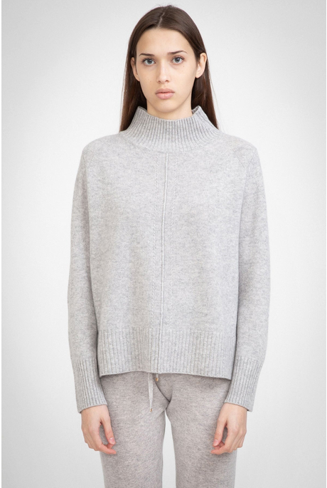 N.93 CASHMERE BLEND MINI CABLE FUNNEL NECK (POLAR GREY)