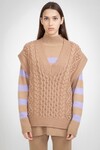 N.105 CASHMERE BLEND DEEP V CABLE (TAN)