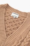 N.105 CASHMERE BLEND DEEP V CABLE (TAN)