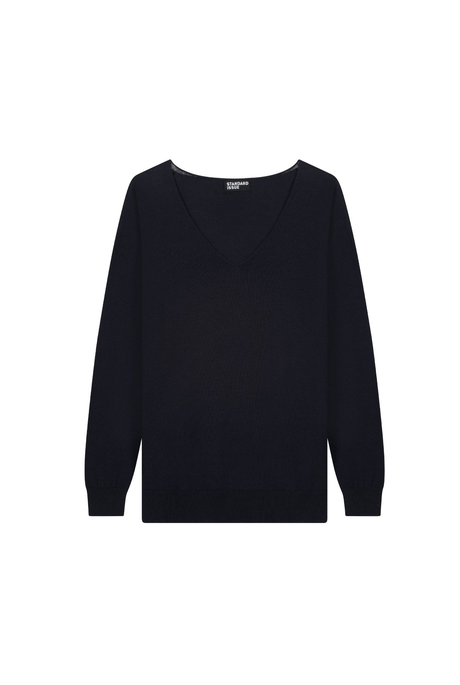 MERINO V NECK SLOUCHY (NAVY)