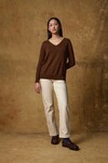 MERINO V NECK SLOUCHY (BRACKEN)