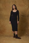 MERINO SCOOP NECK DRESS (BLACK)