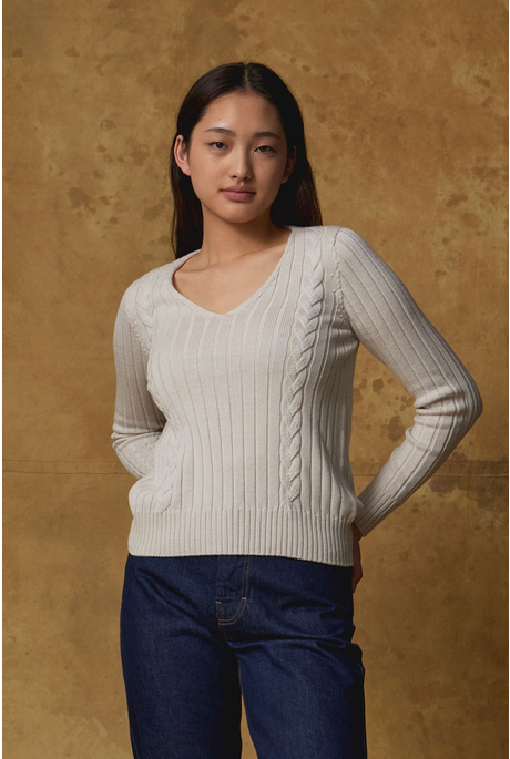 MERINO CABLE SWEATER (ALABASTER)