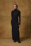 MERINO BARGELLO SKIVVY DRESS (BLACK)