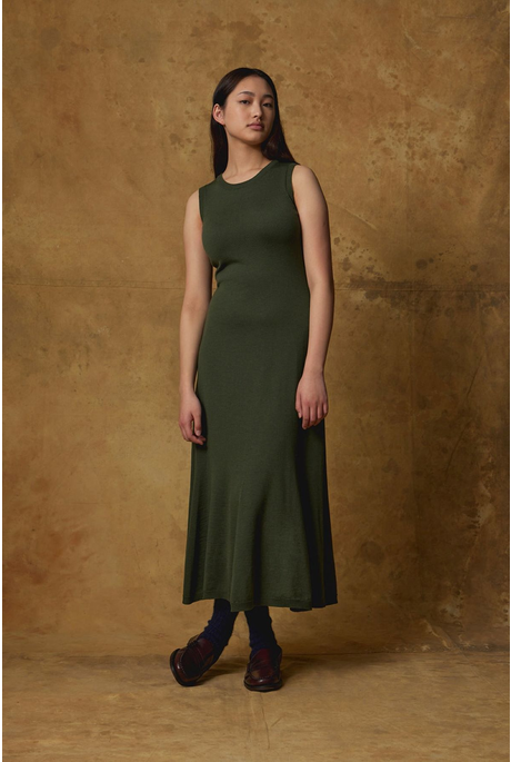 MERINO FLARED DRESS (LODEN)