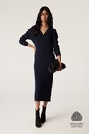 MERINO V RIB DRESS (INK NAVY)