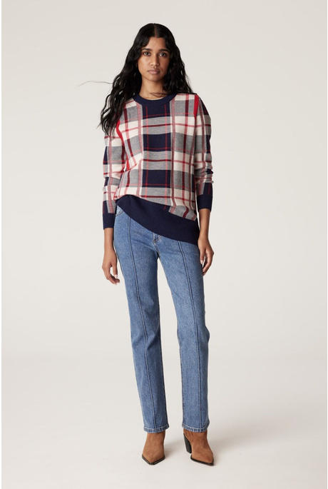 MERINO CHECK JUMPER (RED CHECK)