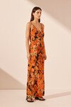 SANTOS SILK CROSS STRAP MAXI DRESS (TANGERINE MULTI)