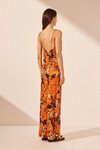 SANTOS SILK CROSS STRAP MAXI DRESS (TANGERINE MULTI)