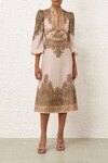 NATURA BUTTONED MIDI DRESS (KHAKI PAISLEY)