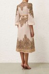 NATURA BUTTONED MIDI DRESS (KHAKI PAISLEY)