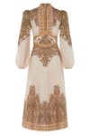 NATURA BUTTONED MIDI DRESS (KHAKI PAISLEY)