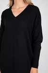 MERINO V-NECK DRESS (BLACK MARLE)