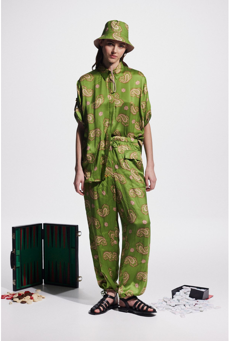 DICE SILK PANT (FOREST)