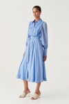 IRIS PLEATED RIB MIDI DRESS (MIST BLUE)