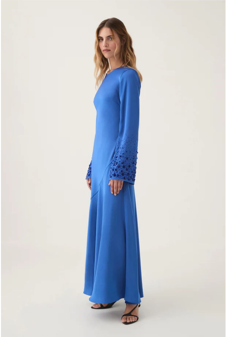 WEYLIN SEQUIN CUFF MAXI DRESS (COBALT BLUE)