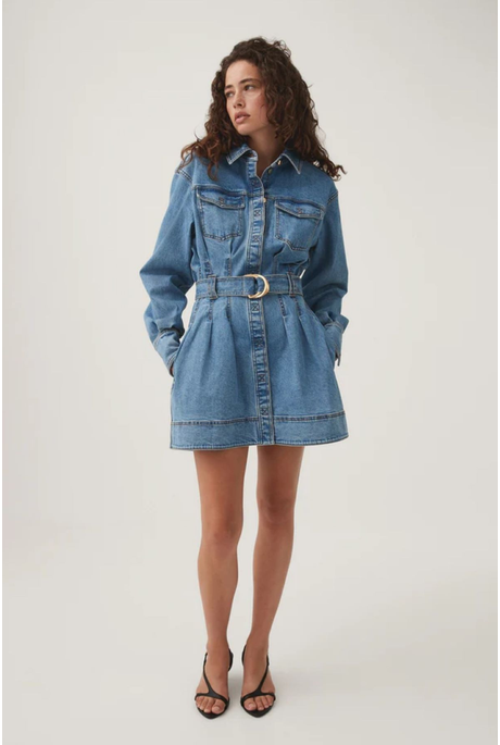 ARADIA DENIM MINI DRESS (CLASSIC WASH)