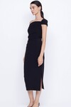 ELEA ASYM MIDI DRESS (BLACK)