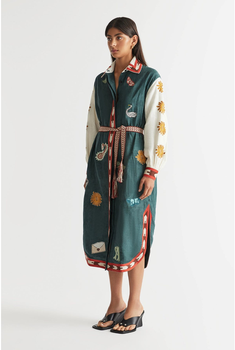 QUINCY BELTED SHIRTDRESS (PEACOCK)