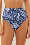 HIGH WAIST BIKINI BOTTOMS (BLUE PAISLEY)