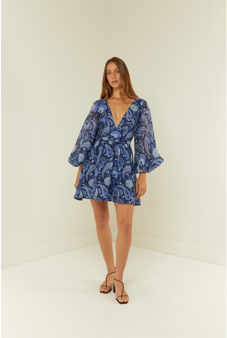 LUCIA DRESS (BLUE PAISLEY)