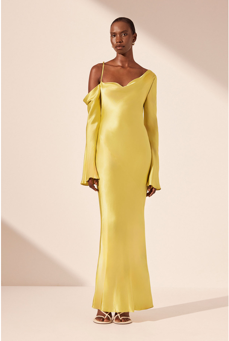 SOFIA ASYMMETRICAL MAXI DRESS (LIME)