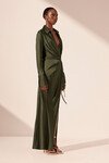 SHAE DRAPED SHIRT MAXI DRESS (PINE GREEN)