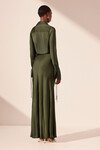 SHAE DRAPED SHIRT MAXI DRESS (PINE GREEN)
