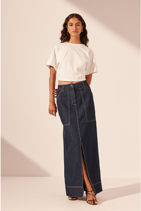 RITA PANELLED MAXI SKIRT (DEEP INDIGO)