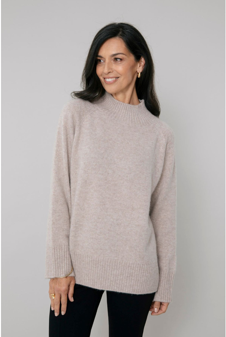 CASHMERE RIB FUNNEL NECK (CHAI)