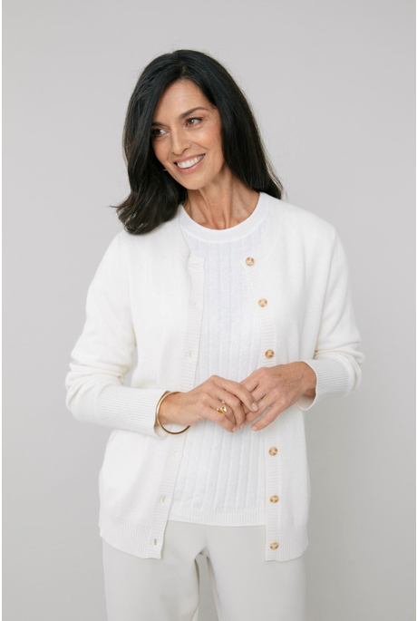 CASHMERE CLASSIC CARDIGAN (PEARL)