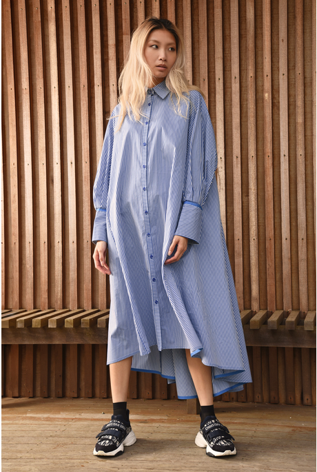 CUFF IT DRESS (BLUE STRIPE)