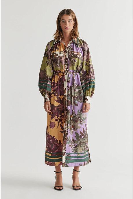 HANSEL LONG SHIRT DRESS (SPLICED HAZEL)