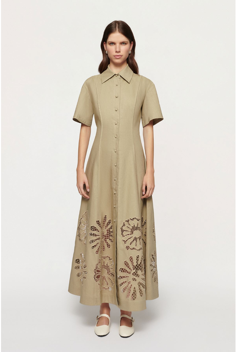 ANNALISE SHIRT DRESS (PALE OLIVE GREEN)
