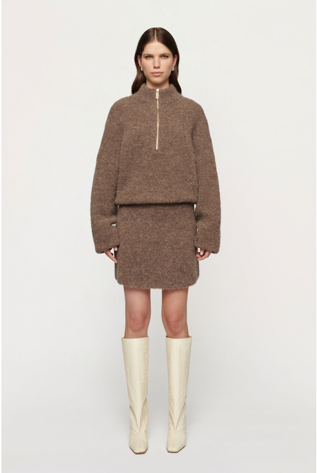 BOYD BOUCLE HALF ZIP (WALNUT)