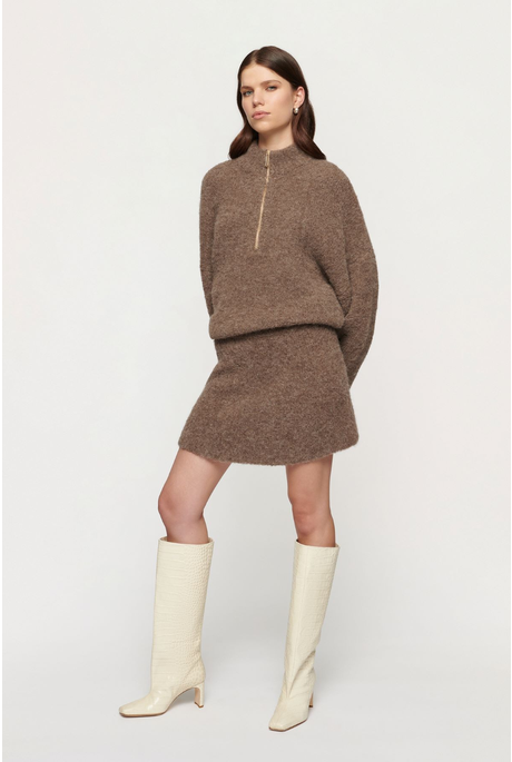PENN BOUCLE MINI SKIRT (WALNUT)