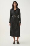 BAYS CRUSHED PLEAT MIDI DRESS (BLACK)