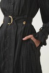 BAYS CRUSHED PLEAT MIDI DRESS (BLACK)
