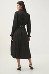 BAYS CRUSHED PLEAT MIDI DRESS (BLACK)
