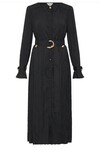 BAYS CRUSHED PLEAT MIDI DRESS (BLACK)