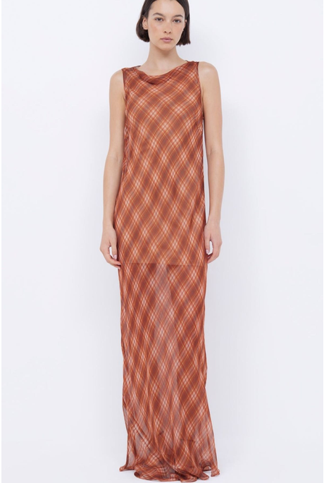 DEVI BOATNECK DRESS (DESERT CHECK)