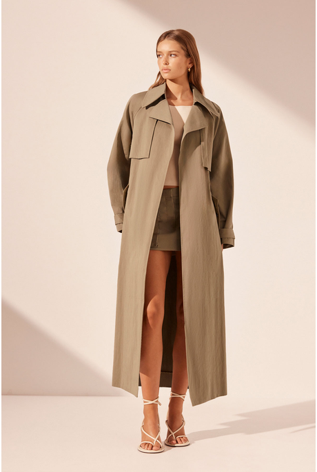 KAI RELAXED TRENCH COAT (GREY KHAKI)