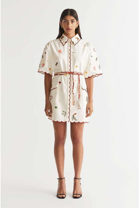 QUEEN OF HEARTS SHIRT DRESS (TURTLE DOVE)