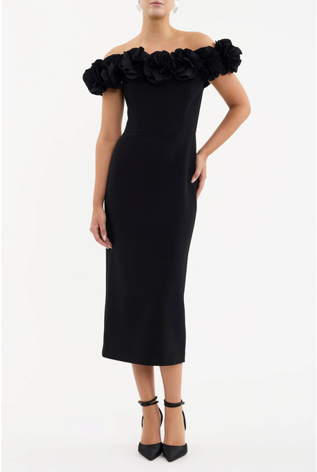 ODETTA MIDI DRESS (BLACK)