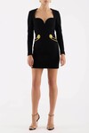 CHELSEA LONG SLEEVE MINI DRESS (BLACK)