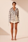 NIKO OVERSIZED PATCH POCKET SHIRT (DEEP NAVY/IVORY)