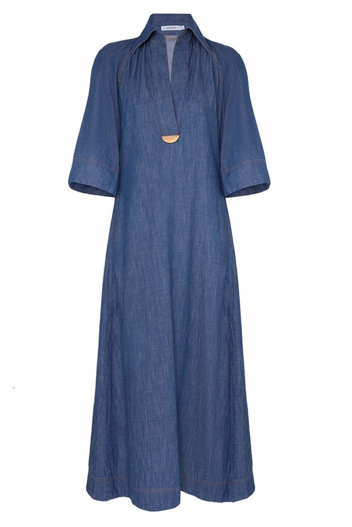 【Zimmermann】ILLUSTRATION DENIM MIDI DRESS デニム ミディ ILLUSTRATION DENIM MIDI DRESS (RAILWAY BLUE)- ZIMMERMANN