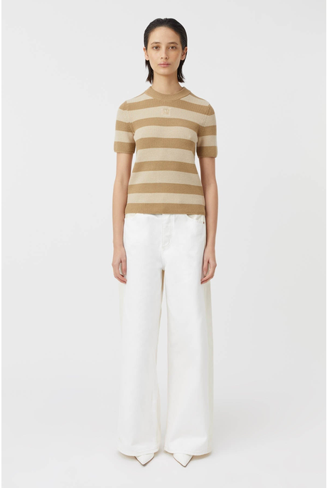 UMI KNIT T-SHIRT (TAN/CREAM)