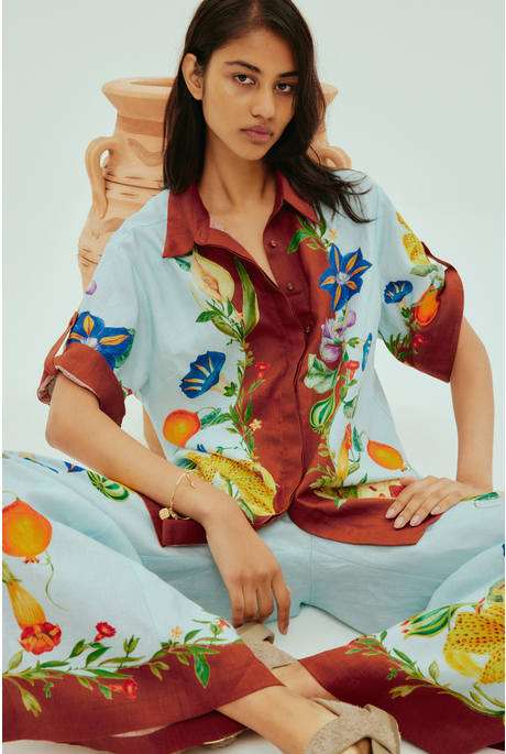 DAHLIA FLORAL LINEN SHIRT (MULTI)